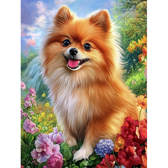 5D Pomeranian Dog Diamond Art 12x16 Inch Full Drill Diamond Painting Kits for Adults & Beginners - DIY Art Crafts for Relaxation and Home Wall Decor 4