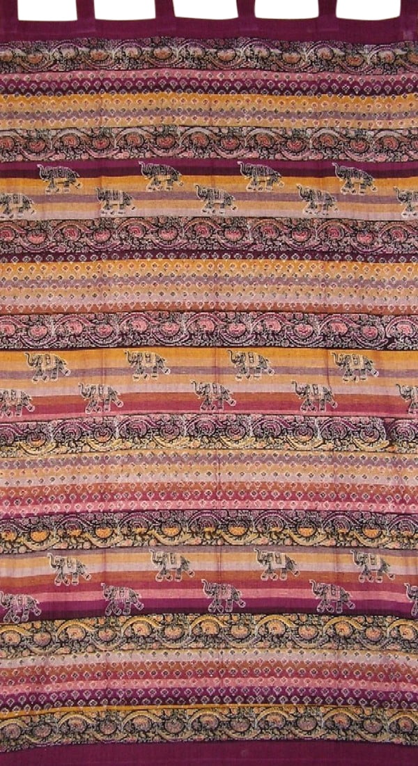 Little Elephants Tab Top Curtain Drape Panel Cotton 44' x 88' Cranberry