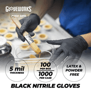 GLOVEWORKS Black Nitrile Gloves for Auto, Detailing, Mechanics, L, 100 Count