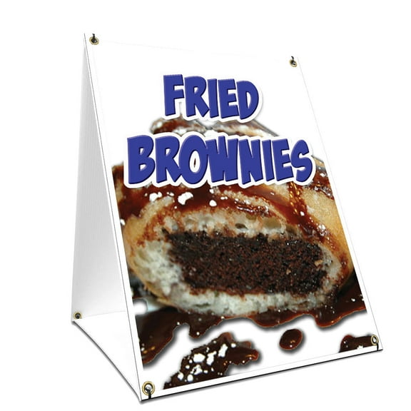 A-frame Sidewalk Fried Brownies Sign With Graphics On Each Side | 18" X 24" Print Size
