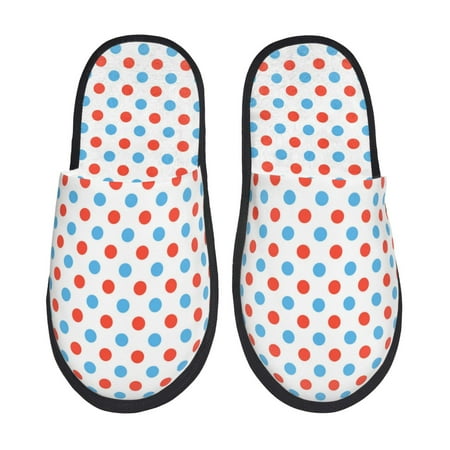 

Slippers for Women Red Blue Polka Dots Womens Slippers Fuzzy Winter House Shoes Soft Anti-Skid Slippers Indoor and Outdoor
