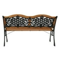 thumbnail image 3 of 49" Garden Bench, Outdoor Patio Park Chair, Hardwood Slats Cast Iron Frame Seat, A, 3 of 7