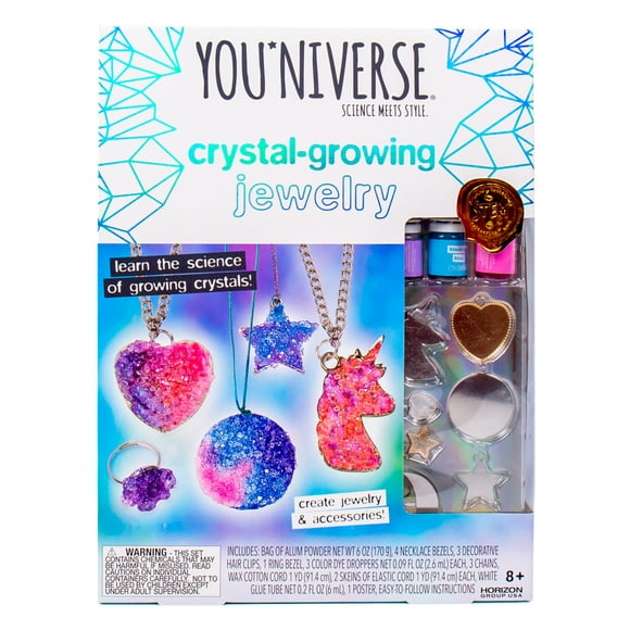 YOUniverse Multi-Color Crystal-Growing Jewelry Stem Activity Kit, Boys and Girls, Child, Ages 8+