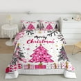 thumbnail image 2 of Feelyou Merry Christmas Full Size Comforter Sets, Pink Christmas Tree Bedding Comforter Set, Teens Kids Girls Women Reversible Bedding Sets, Luxury Bedroom Decor, 3-Piece, 2 of 8