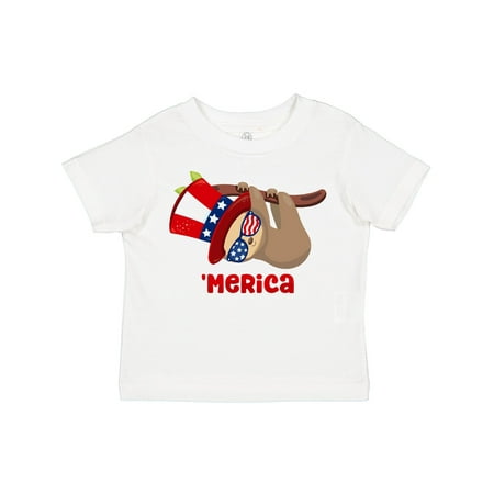 

Inktastic Merica Patriotic Sloth Gift Toddler Boy or Toddler Girl T-Shirt