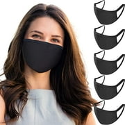 5 Pack Premium Fashion Cotton Face Masks Reusable Washable - Black | Easy to Wear | Easy to Clean | Easy To Breathe Through