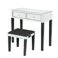 thumbnail image 4 of Quenby Black Vanity Table with Stool - Mirrored 2-Drawer, 4 of 7