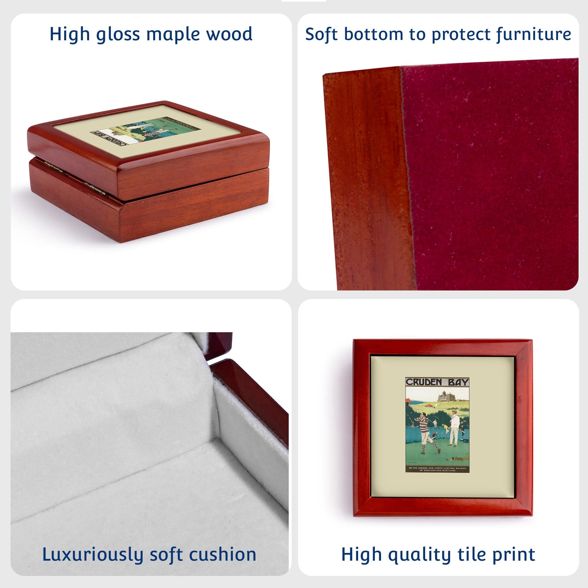 3dRose, Cruden Bay North Eastern Railway England and Scotland Golf Poster, Jewelry Box 5.5x5.5 inch with 4 inch tile