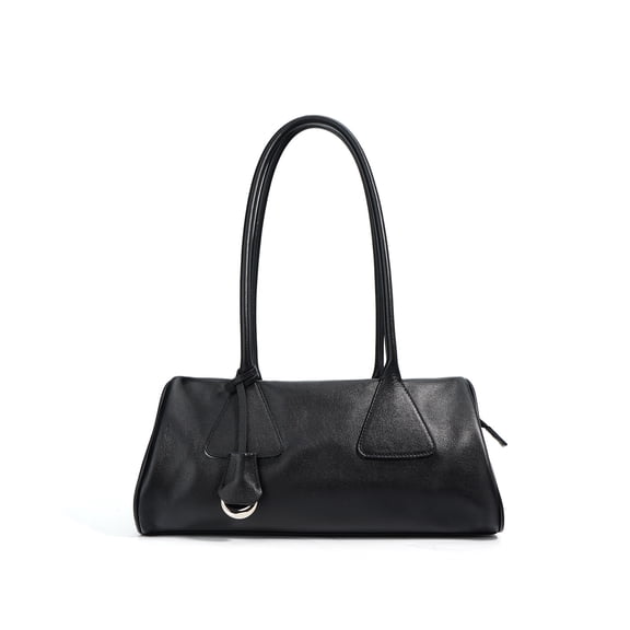 Genuine Cowhide Women Underarm Bag,Pebbled Leather Barrel Purse Daily Commuter Handbag