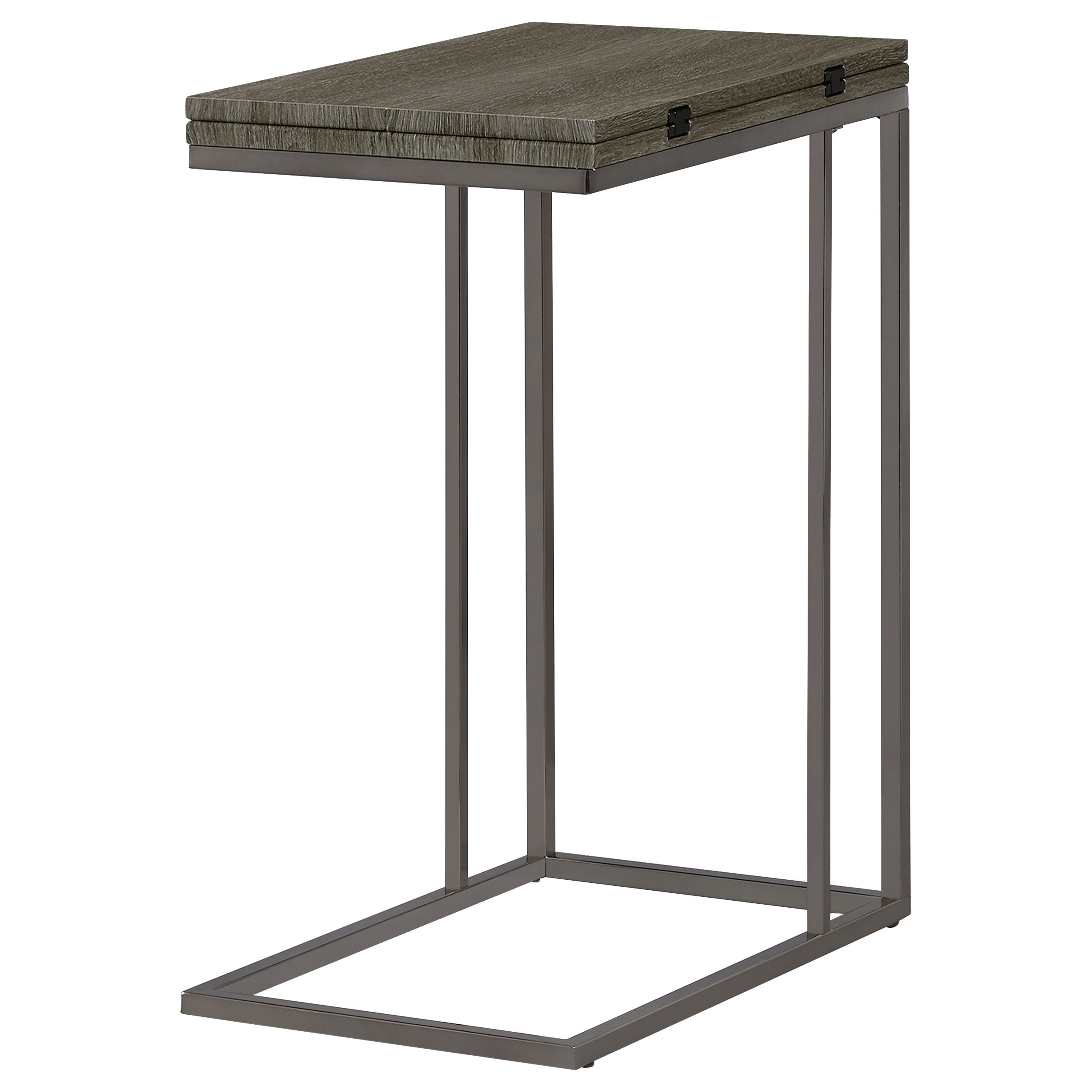 Weathered Grey and Black Snack Table with Expandable Top