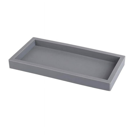 Countertop and Vanity Tray 8X4Inch Silicone Soap Dispenser Tray, Sink Tray for Soap Bottles, Key Trinket Ring Tray Grey