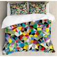 thumbnail image 1 of Abstract King Size Duvet Cover Set, Geometric Chaos Triangular Mosaic Polygonal Fractal Contemporary Modern Design, Decorative 3 Piece Bedding Set with 2 Pillow Shams, Multicolor, by Ambesonne, 1 of 3