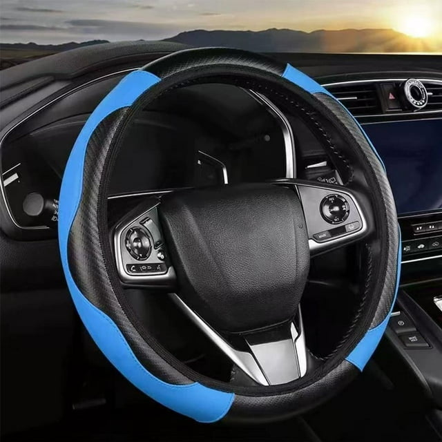 Universal Anti-Slip Steering Wheel Cover - Breathable Microfiber PU Leather Auto Interior Protector - All-Season Car Wheel Grip for Comfort