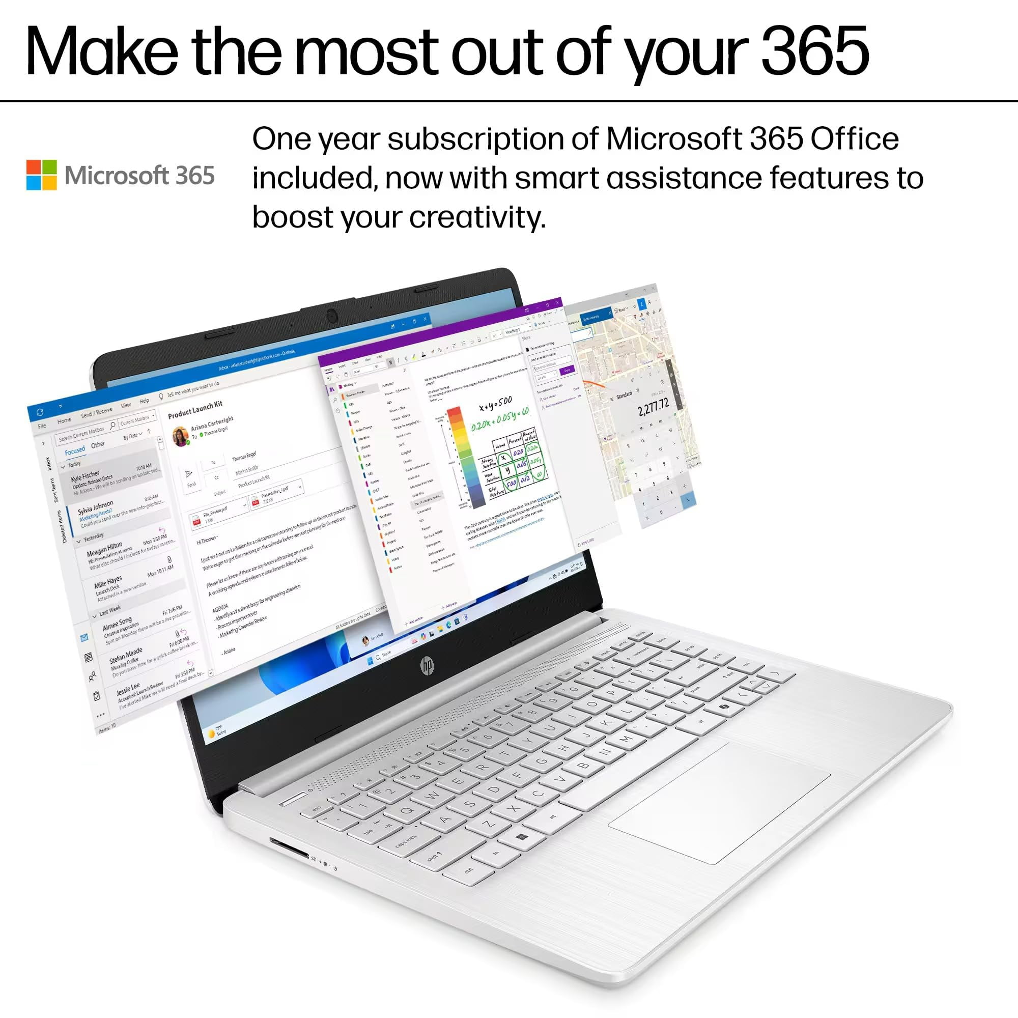 HP 14" Laptop Student Business Computer - 2025 New Version, Intel N150 Processor, 1-Year Microsoft 365, Win 11 Home, Copilot AI, 12Hr Battery, 16GB RAM 384GB Storage (128GB UFS+256GB MSD) Silvery