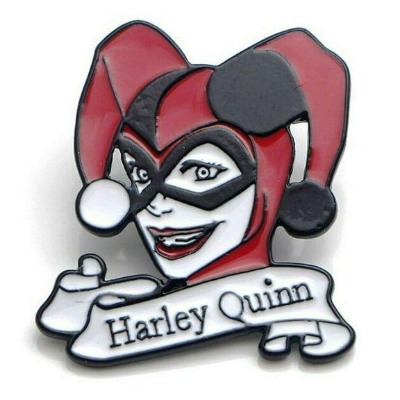 Harley Quinn Face and Name Enamel Metal Pin
