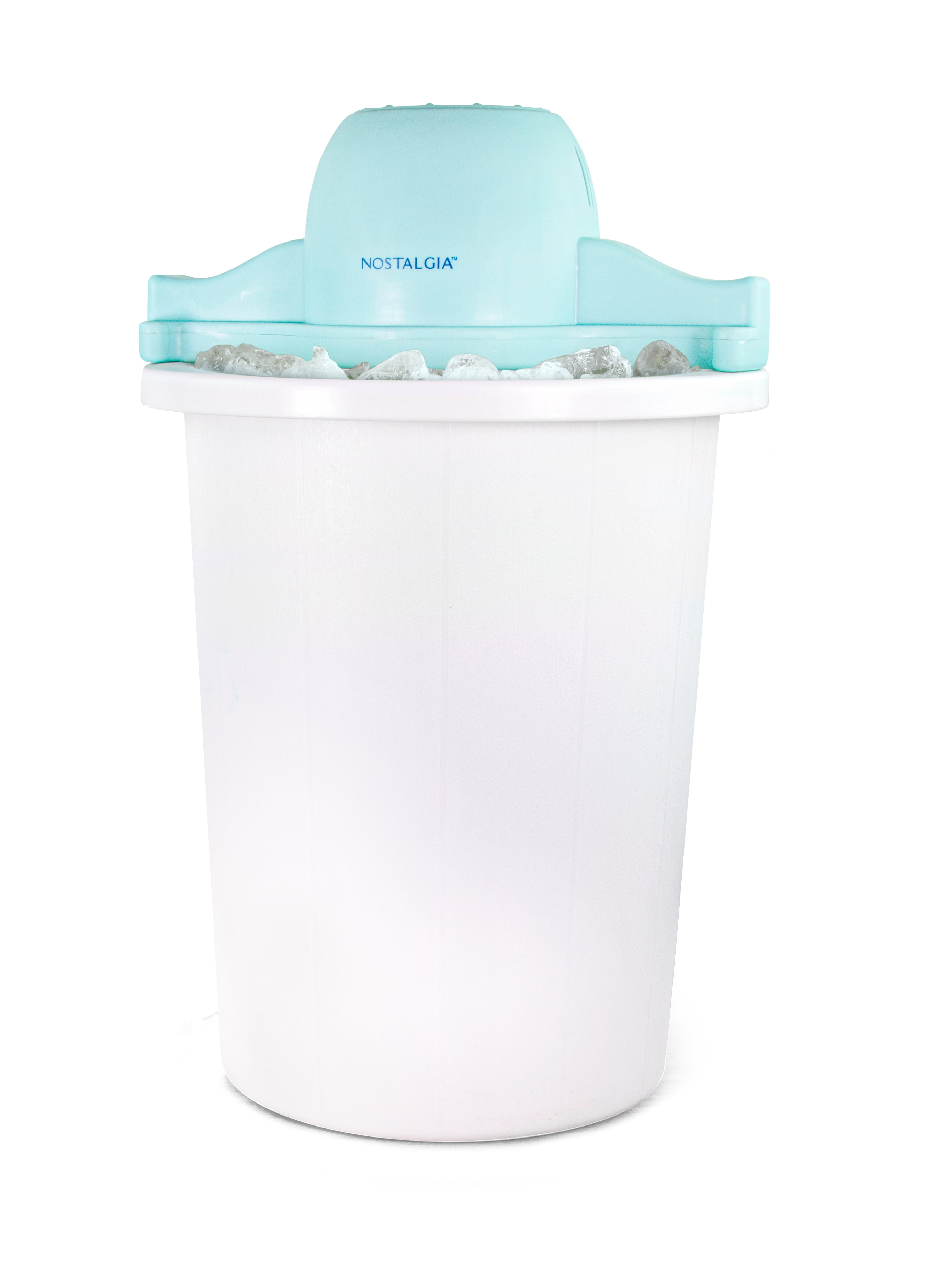 Nostalgia 6-Quart Ice Cream Machine, Parlor Style Electric Ice Cream Maker, White and Blue