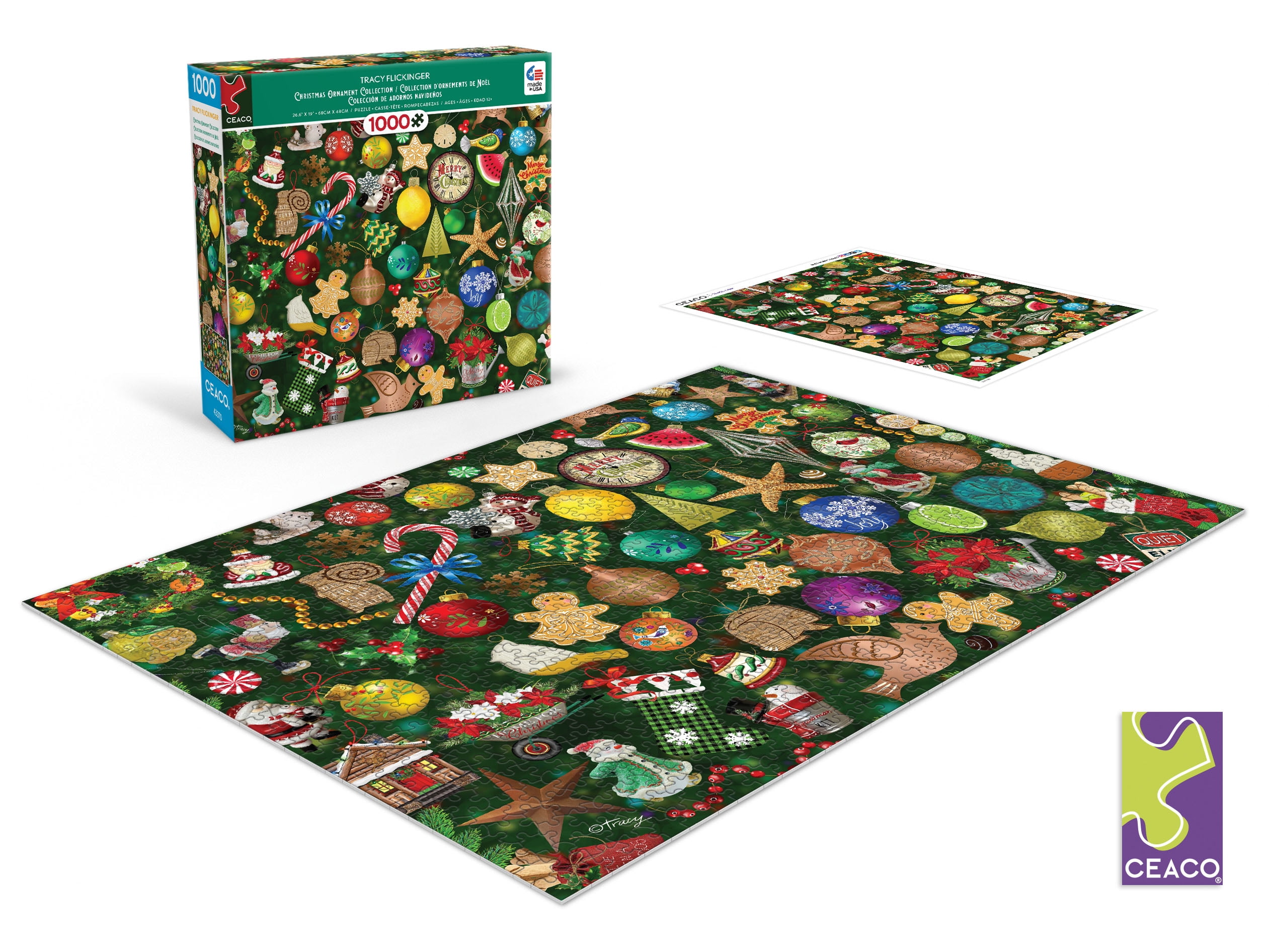 Ceaco 1000 Piece Christmas Ornament Collection (Tracy Flickinger) Interlocking Jigsaw Puzzle