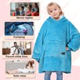 thumbnail image 5 of Kids Oversized Blanket Sweatshirt,Sherpa Hoodie,Super Soft Warm Comfortable Giant Pullover with Large Front Pocket for Boys Girls, 5 of 7