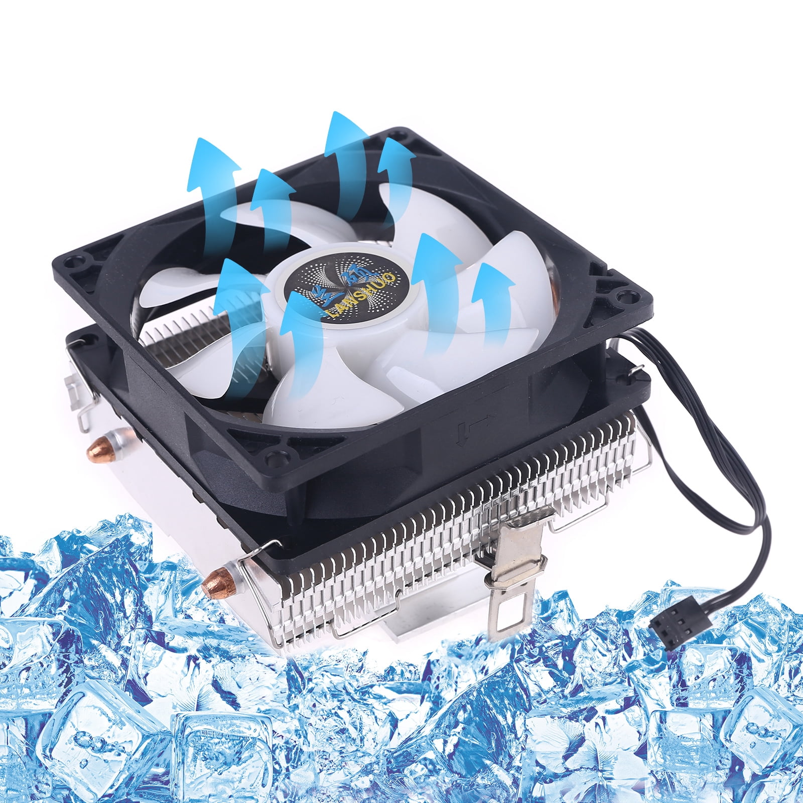 Drrntien Silent CPU Cooler LGA/2011/115X/775 3 Pin PC Cooling Radiator 2 Copper Tubes 5 Colors LED Cooling Fan