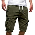 thumbnail image 3 of Abcnature Men's Athletic Shorts, Sports Gym Running Short Pants, Men's Sport Pure Color Bandage Casual Loose Sweats Drawstring Shorts, Cargo Casual Hiking Shorts Army Green M, 3 of 3