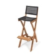 thumbnail image 6 of GDF Studio Omaha Outdoor Acacia Wood and Wicker 5 Piece Rectangular Bar Set, Teak and Brown, 6 of 22
