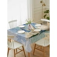 thumbnail image 2 of Blue Coastal Starfish Rectangle Tablecloth, Grey Sage Green Nautical Coral Summer Waterproof & StainResistant Tablecloth, Washable Oil-proof Table Cover for Dining/Party/Wedding/Buffet 60x84 In, 2 of 9