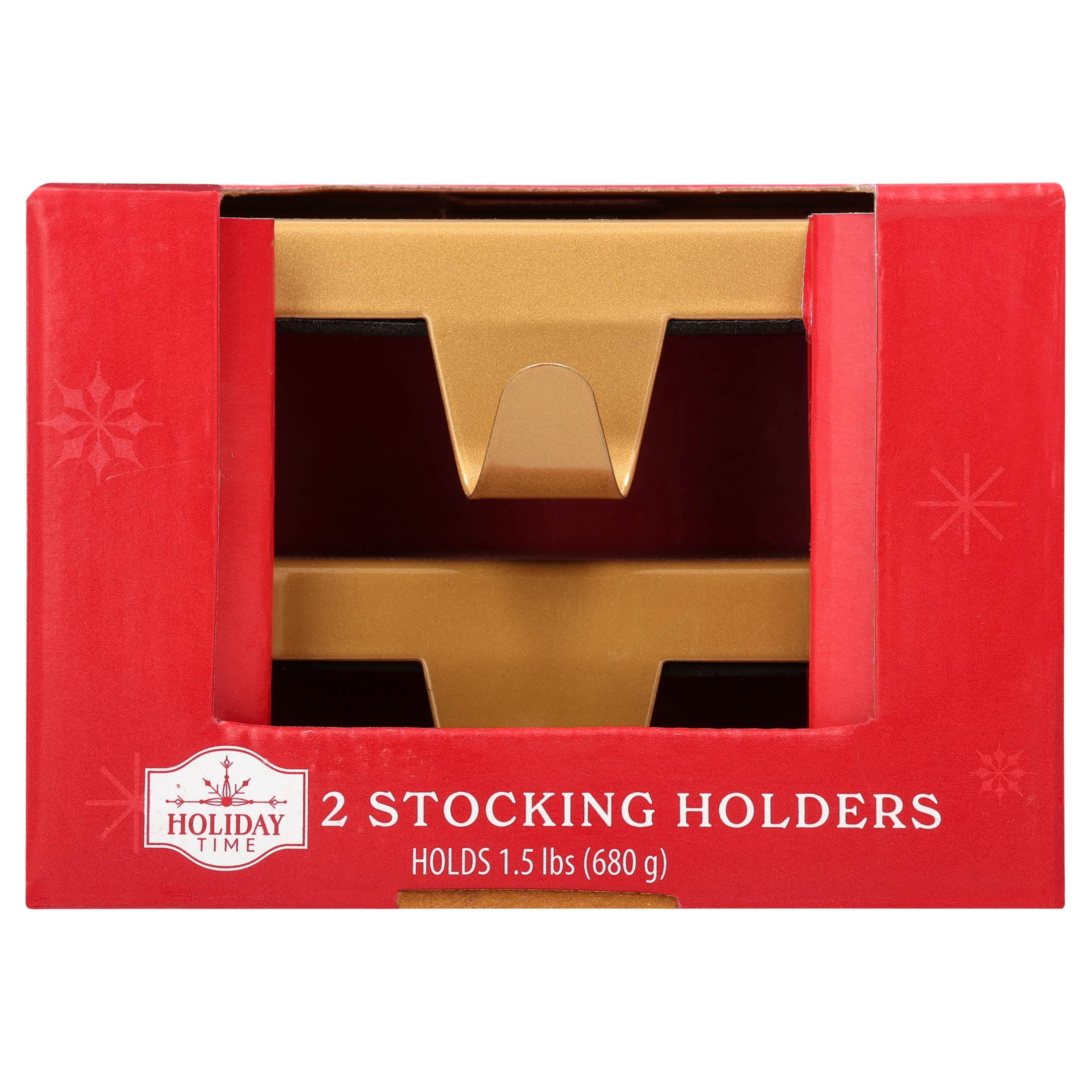 Holiday time 2-Count Gold Metal Christmas Base Stocking Holders, 5 inch