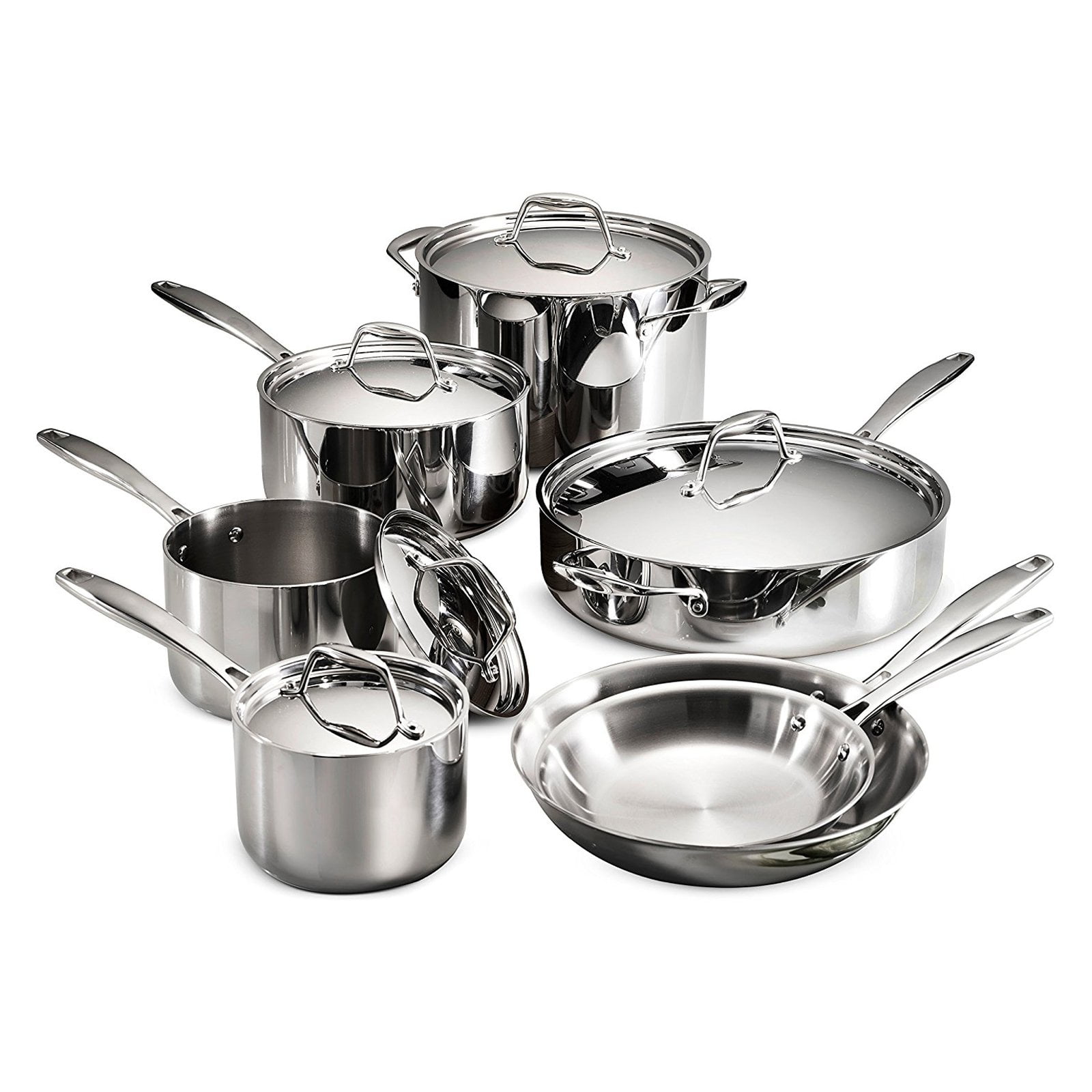 12 Piece NEW Tramontina Gourmet Stainless Steel Tri-Ply Base Cookware Set 