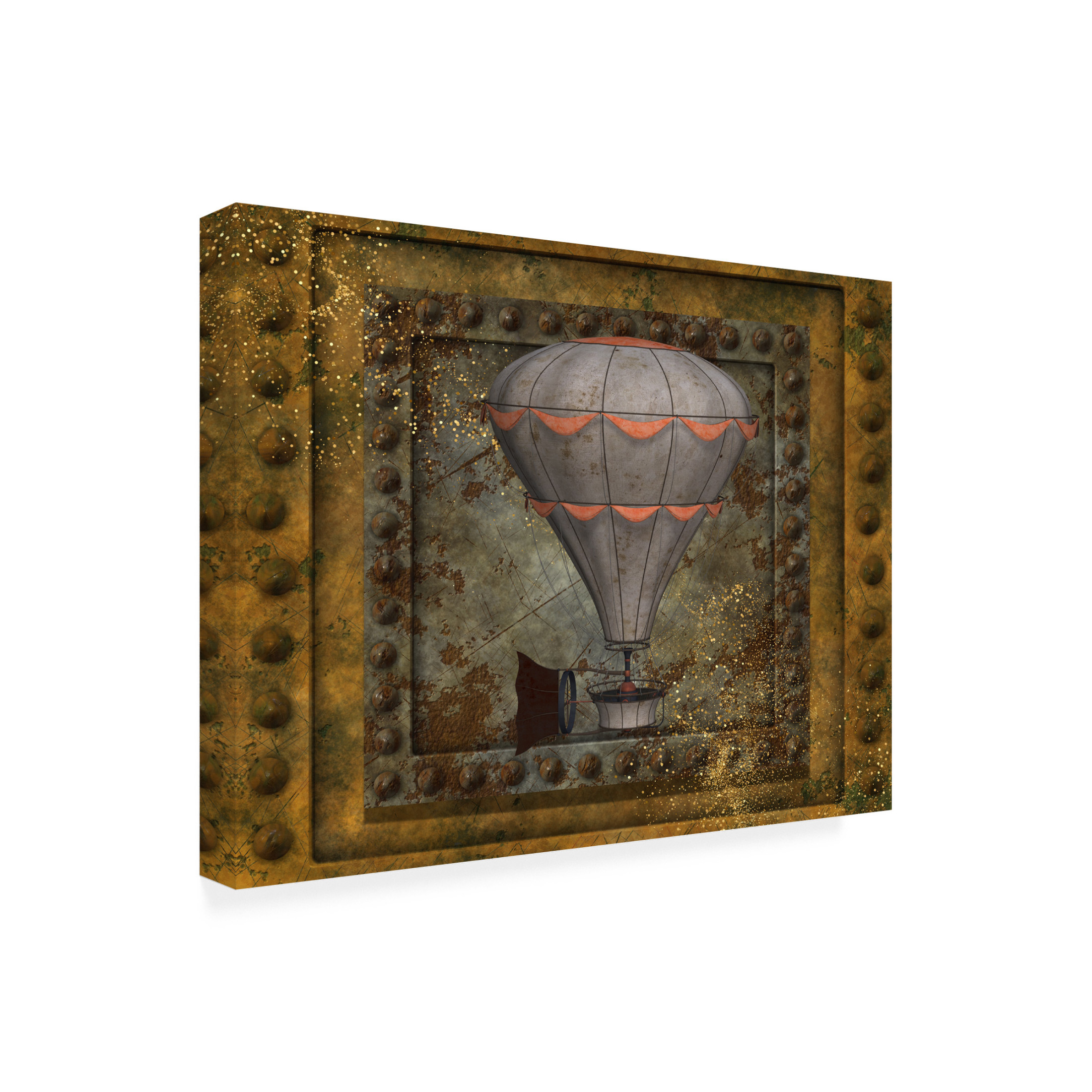 Canvas Wall Art - Tina Mitchell 'Steampunk Hot Air Balloon' Wall Art for Living Room, Bedroom, or Office Décor by Trademark Fine Art - 47 x 47 Inches