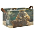 thumbnail image 2 of BZSMCE Collapsible Fabric Cube Storage Bins Meerkat Sitting on Wooden Design Pattern Storage Box, 2 of 8