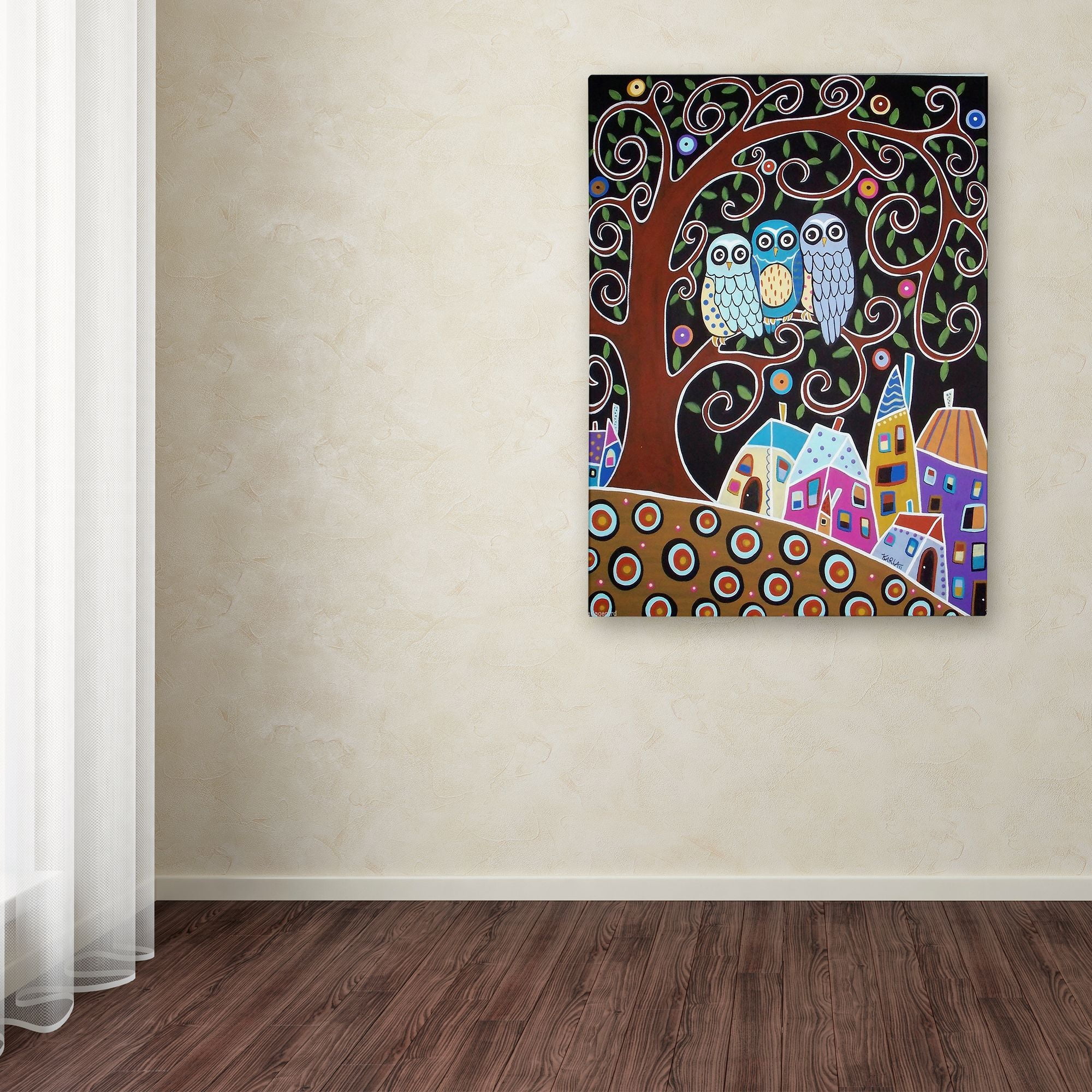 Trademark Fine Art 'Three Owls' Canvas Art by Karla Gerard