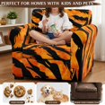 thumbnail image 5 of Chririnla Tiger Stripe Pattern 2 Pieces Armchair Couch Cover for Living Room Banquet Stretch Non-Slip Armchair Slipcovers Fabric Sofa Slipcovers, 5 of 8