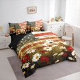 thumbnail image 2 of Manfei Retro Usa Flag 7-Piece King Bedding,Rustic Daisy Floral King Bed in a Bag,Red White,Black Reversible, 2 of 7
