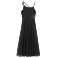 thumbnail image 5 of Jowowha Women Girls Lyrical Mesh Maxi Length Ballet Dance Dresses Spaghetti Strap Camisole Built-In Black S, 5 of 7