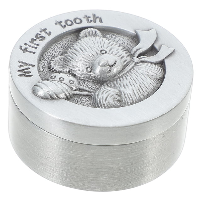 HEALEEP 1Set Decorative Tooth Box Silver Alloy Memorial Keepsake for Birthdays