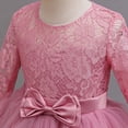 thumbnail image 6 of HJYCHN Girls' Dresses Long Sleeve Lace Tiered Gown with Floral Accents and Soft Sash for Kids Dress 9-10 Years, 6 of 9