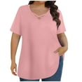thumbnail image 2 of Posijego Plus Size Tops for Women V Neck Short Sleeve T Shirts Soft Causal Summer Tunic Blouses Fashion Clothes, 2 of 6