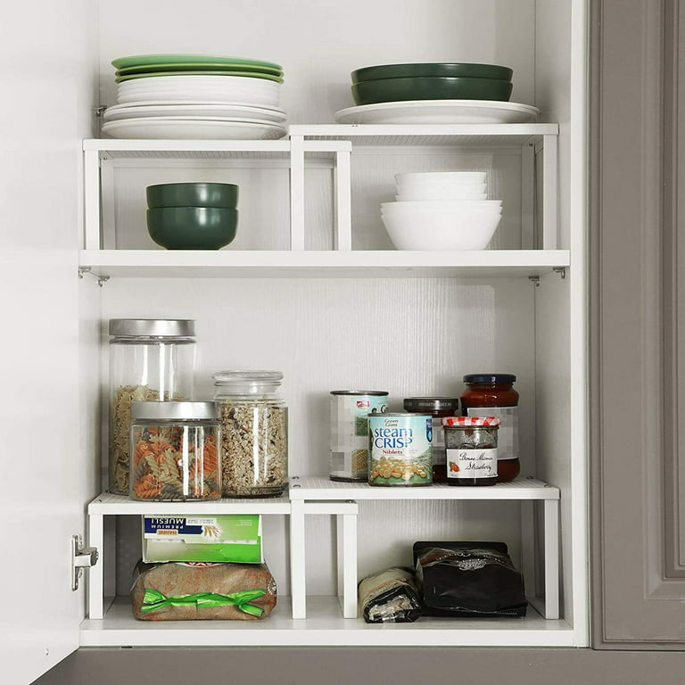 Cabinet Shelf Organizers Stackable Expandable Set of 2 Metal Kitchen Counter  Metal Shelves Pantry Bedroom Storage Racks 2pcs - AliExpress