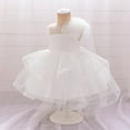 thumbnail image 4 of Moocorvic Baby Girl Flower Dress Infant Wedding Bridesmaid Birthday Party Pageant Off Shoulder Tulle Princess Dresses 18-24 Months,White, 4 of 9
