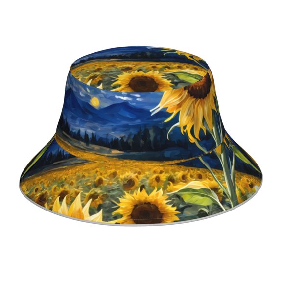 Balery Starry Sky Sunflower Sun Hats for Men Women Bucket Hat UPF 50  Buckey Hat Boonie Hat Foldable UV Protection Hiking Beach Fishing Summer