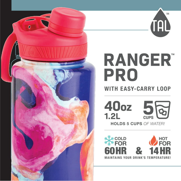 TAL Stainless Steel Ranger Water Bottle 40oz, Pink Wave