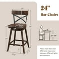 thumbnail image 2 of Gymax Set of 4 Wooden Swivel Bar Stools Counter Height Kitchen Chairs w/ Back Brown, 2 of 8