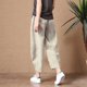 thumbnail image 4 of Pantalones harén de lino y algodón estilo retro holgados Y2k para mujer, pantalones hasta los tobillos elásticos de cintura alta estilo Harajuku de verano, pantalones casuales de gran tamaño, nuevos, 4 of 4