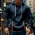 thumbnail image 2 of Xyxonk 1/4 Zip Hoodies for Men Big and Tall Half Zipper Hoodies with Pockets Trendy Multiple Zippers Basic Sweatshirts Outdoors Warm Drawstring 4X-5X Pullover Navy 5XL, 2 of 5