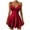 #070-Wine, variant on AUNVITO Women's V-Neck Spaghetti Strap Summer Dress with Ruffled Tiered Hem Solid Color Casual Style