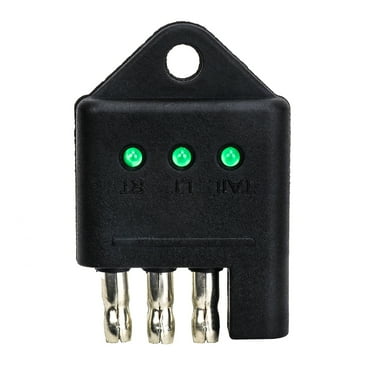 Pavodes 4 Pin Trailer Plug Socket Connection Circuit Tester Signal Plug Socket for Trailer Caravan Truck (Black)