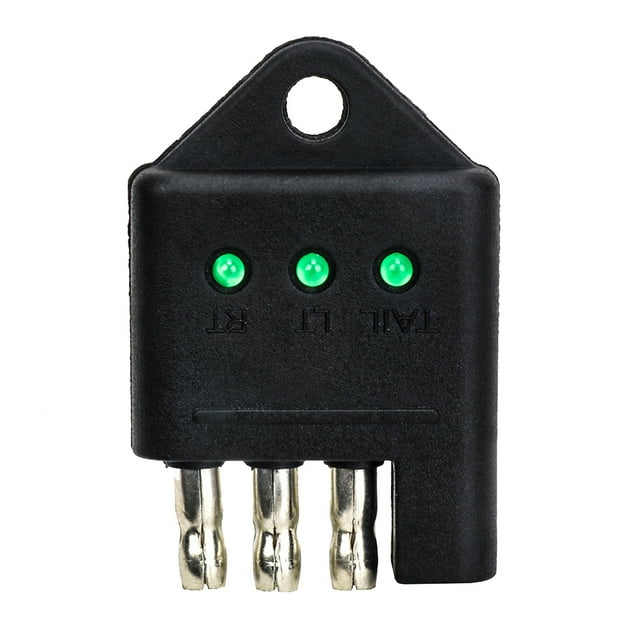 KAKOWELY 4 Pin Trailer Plug Socket Connection Circuit Tester Signal Plug Socket for Trailer Caravan Truck (Black),1.97X"X1.38"X0.39"