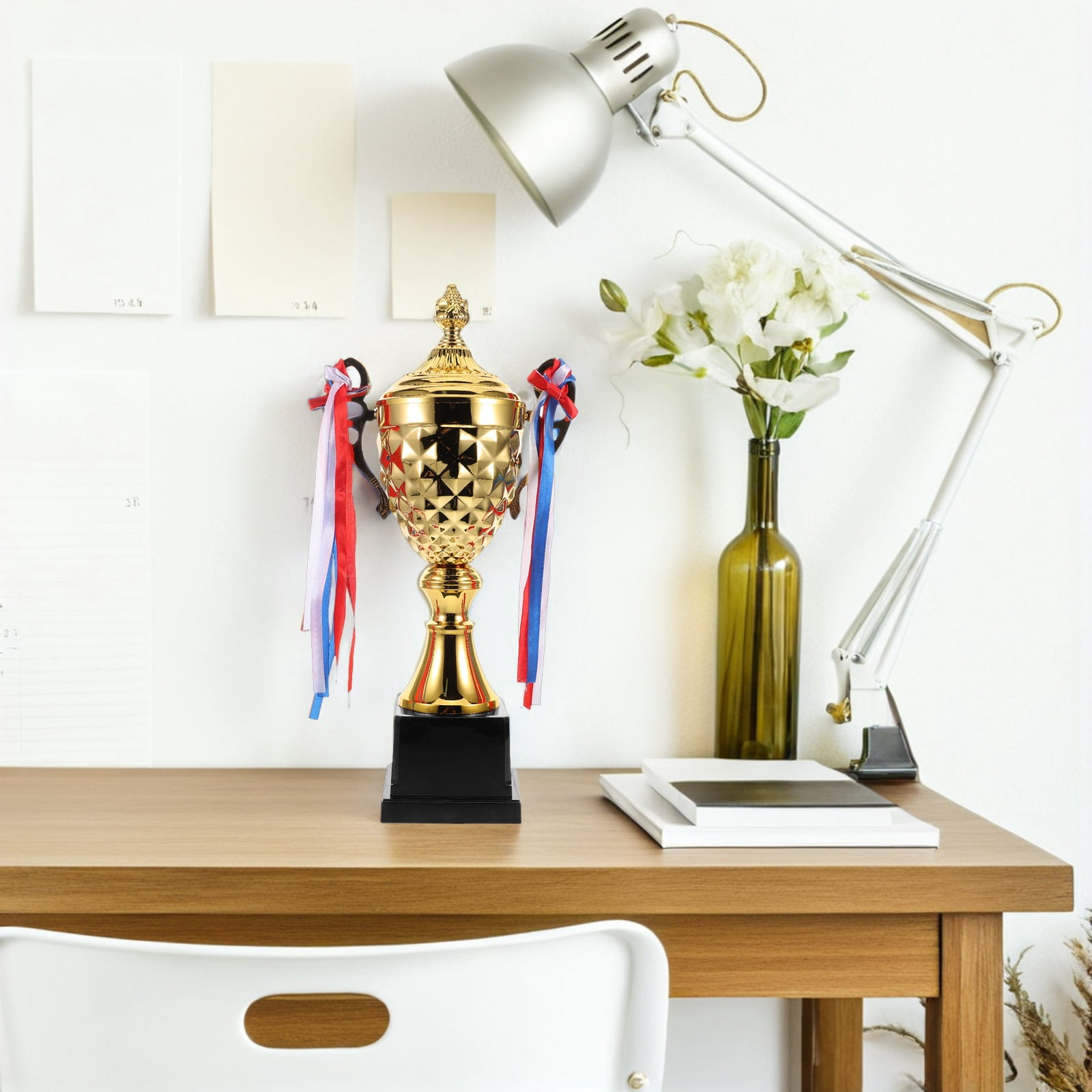OFFIGAM Large Orange Metal Trophy Cup for Sports Awards Decoration Durable Design Ideal for Competitions 14 in