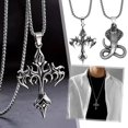 thumbnail image 2 of Mens Gothic Cross Pendant Necklace Punk Biker Jewelry Stainless Chain, 2 of 7