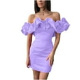 thumbnail image 1 of Birdeem Womens Solid Color Bra Sexy off Shoulder Slim Fit Wrap Hip Dress, 1 of 1